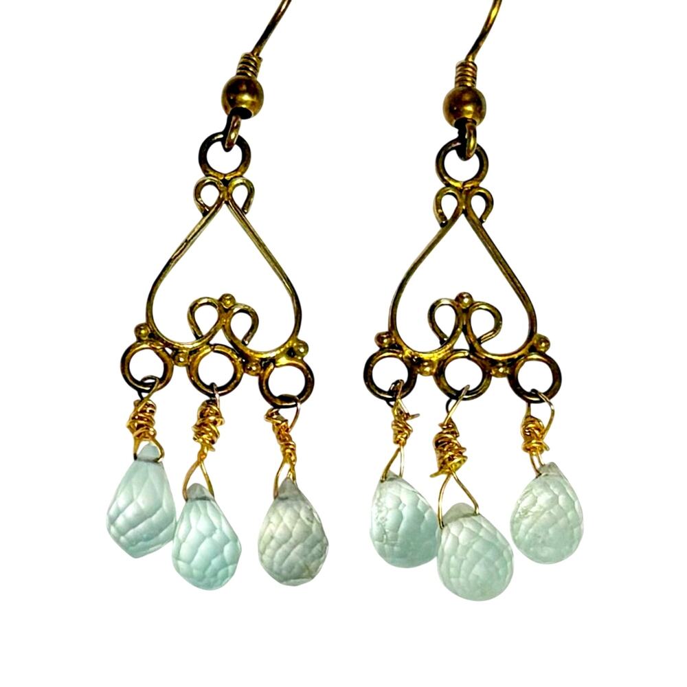 Chandelier Earrings with gold wire and semi precious stones